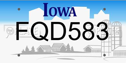 FQD583 Iowa License Plate