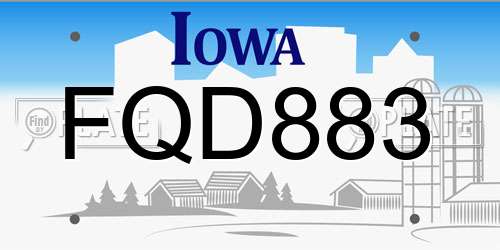 FQD883 Iowa License Plate