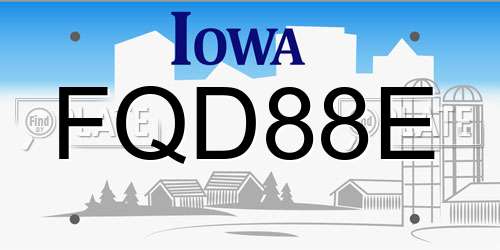 FQD88E Iowa License Plate
