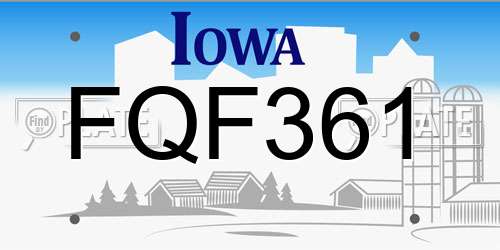 FQF361 Iowa License Plate