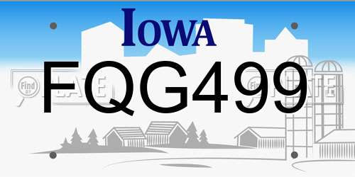 FQG499 Iowa License Plate