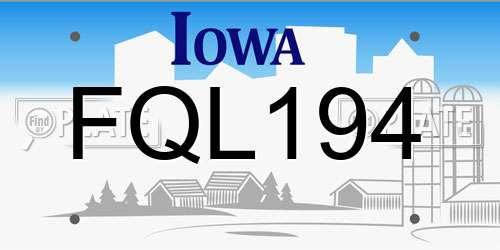 FQL194 Iowa License Plate