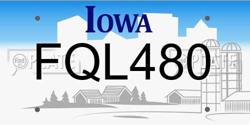 FQL480 Iowa License Plate
