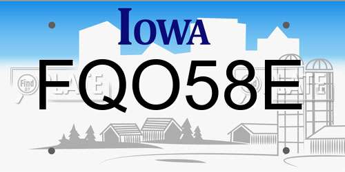 FQO58E Iowa License Plate