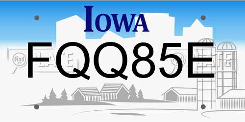 FQQ85E Iowa License Plate