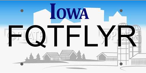 FQTFLYR Iowa License Plate