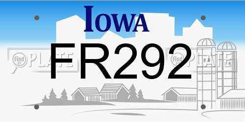 FR292 Iowa License Plate
