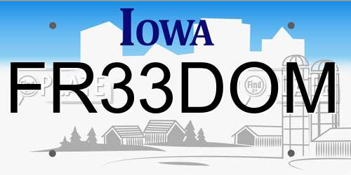 FR33DOM Iowa License Plate