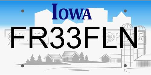 FR33FLN Iowa License Plate