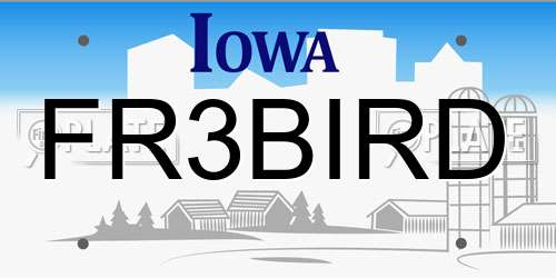 FR3BIRD Iowa License Plate