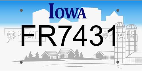 FR7431 Iowa License Plate