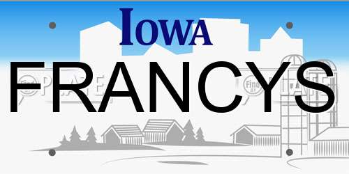 FRANCYS Iowa License Plate