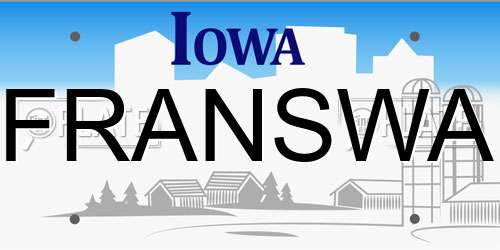 FRANSWA Iowa License Plate