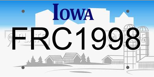 FRC1998 Iowa License Plate