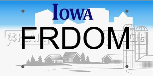 FRDOM Iowa License Plate