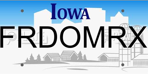 FRDOMRX Iowa License Plate