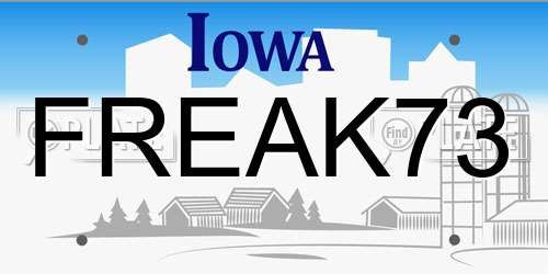 FREAK73 Iowa License Plate