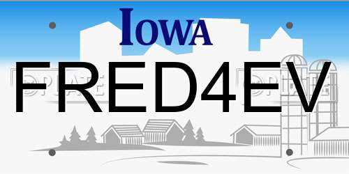 FRED4EV Iowa License Plate