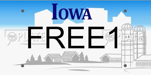 FREE1 Iowa License Plate
