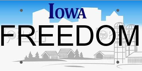 FREEDOM Iowa License Plate