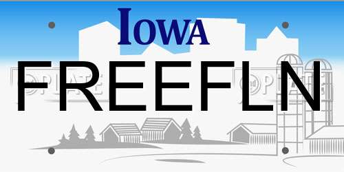 FREEFLN Iowa License Plate