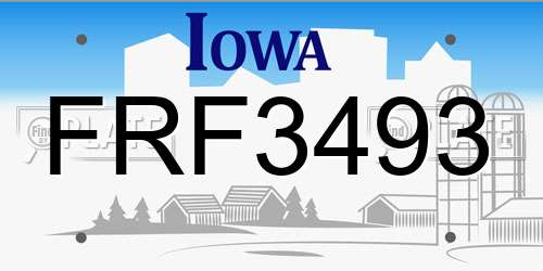 FRF3493 Iowa License Plate