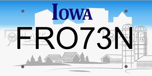 FRO73N Iowa License Plate