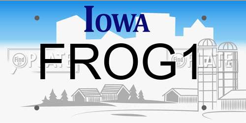 FROG1 Iowa License Plate