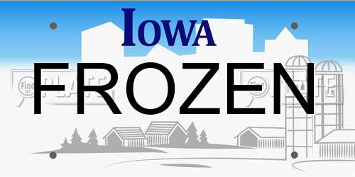 FROZEN Iowa License Plate
