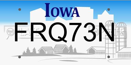 FRQ73N Iowa License Plate