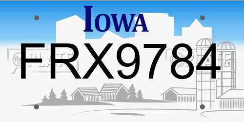 FRX9784 Iowa License Plate