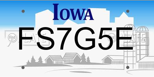 FS7G5E Iowa License Plate
