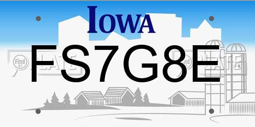 FS7G8E Iowa License Plate