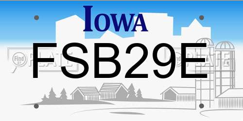 FSB29E Iowa License Plate
