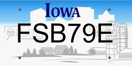 FSB79E Iowa License Plate