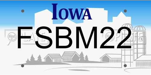 FSBM22 Iowa License Plate