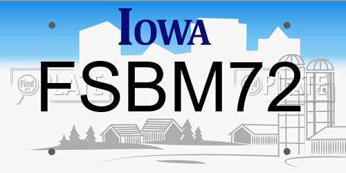 FSBM72 Iowa License Plate