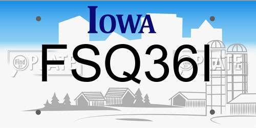 FSQ36I Iowa License Plate