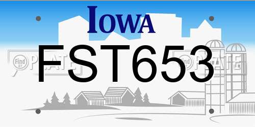 FST653 Iowa License Plate