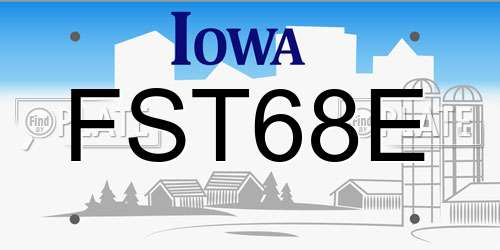 FST68E Iowa License Plate