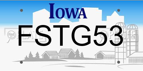 FSTG53 Iowa License Plate