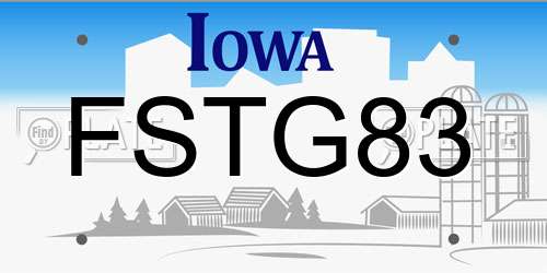 FSTG83 Iowa License Plate