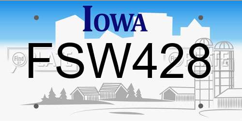 FSW428 Iowa License Plate
