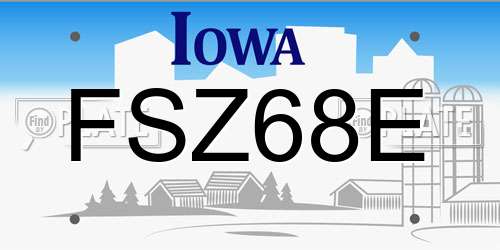 FSZ68E Iowa License Plate