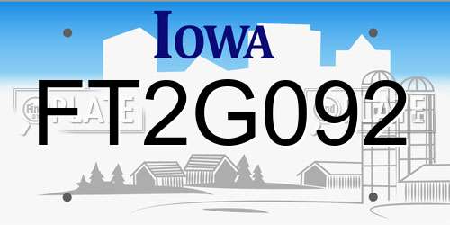 FT2G092 Iowa License Plate