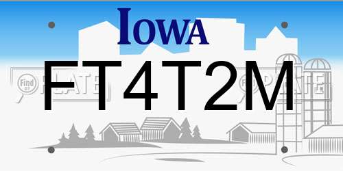 FT4T2M Iowa License Plate