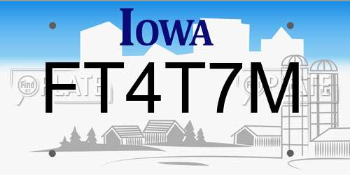 FT4T7M Iowa License Plate