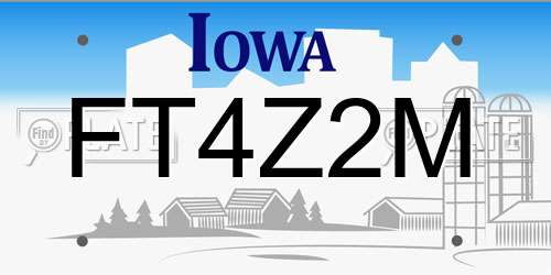 FT4Z2M Iowa License Plate