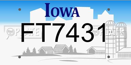 FT7431 Iowa License Plate