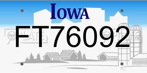 FT76092 Iowa License Plate